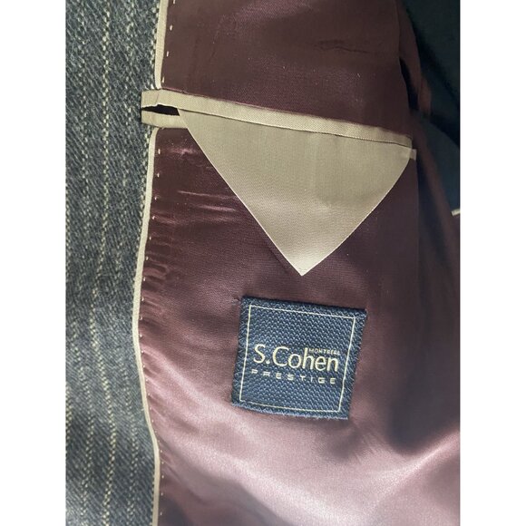 S. Cohen Prestige Cashmere Wool Blend Varsity Blazer Jacket 44 Tall Gray Pinstri - Picture 2 of 16